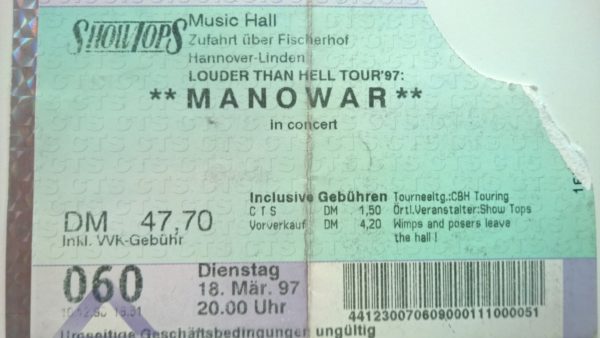 Ticket zur "Louder Than Hell"-Tour 1197 von Manowar