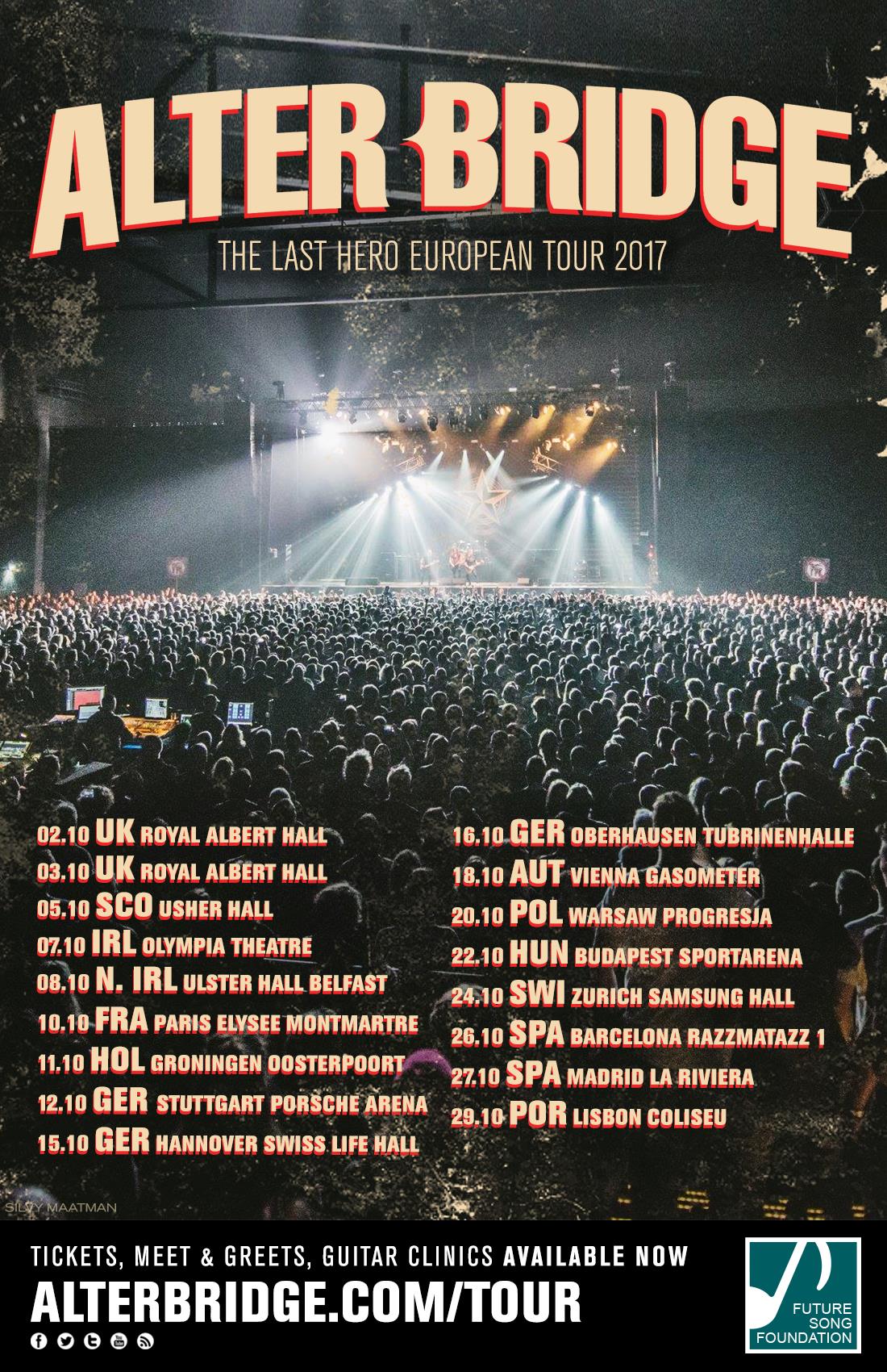 Tourplakat von Alter Bridge The Last hero Tour 2017