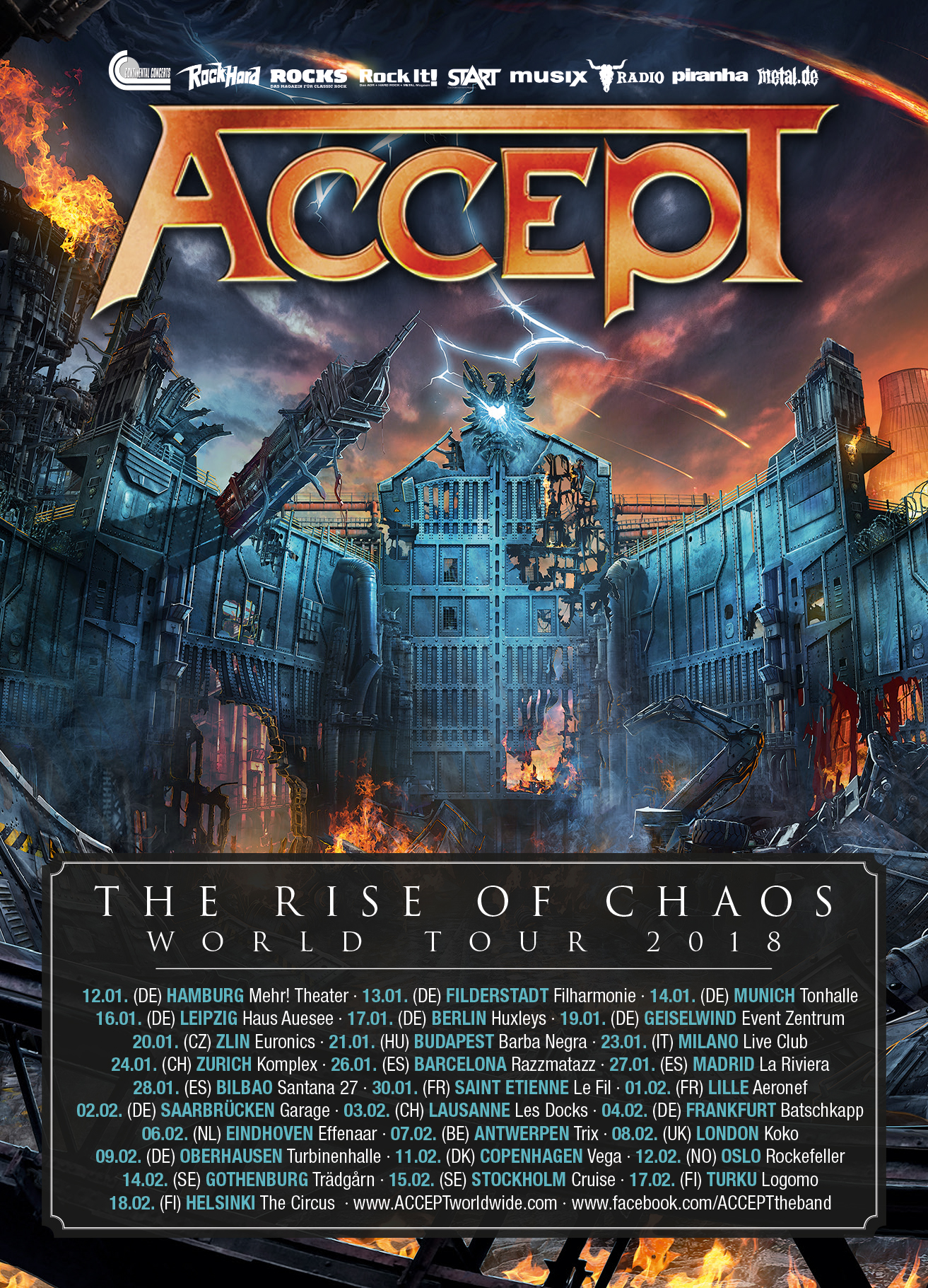 Tourplakat Accept The Rise Of Chaos World Tour 2018