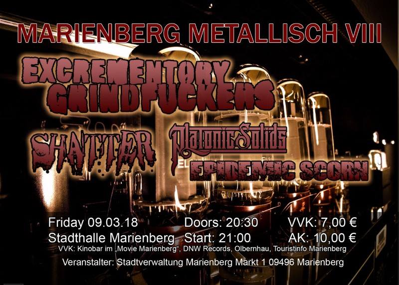 Konzertplakat Excrementory Grindfuckers Marienberg 2018
