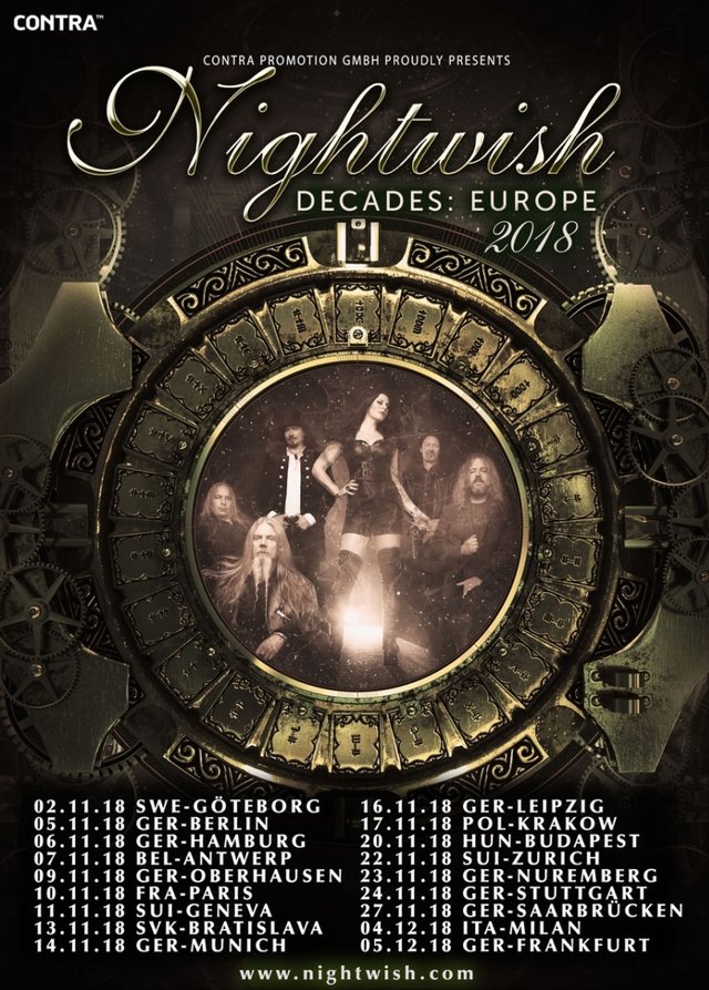Tourplakat Nightwish - Decades European Tour 2018