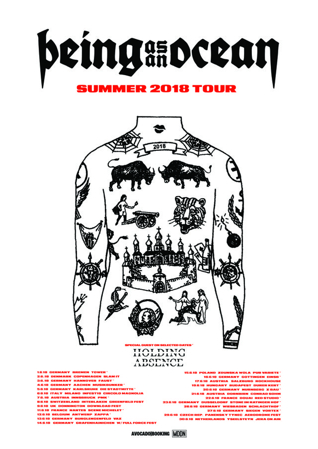 Tourplakat - Being As An Ocean - Summer 2018 Tour