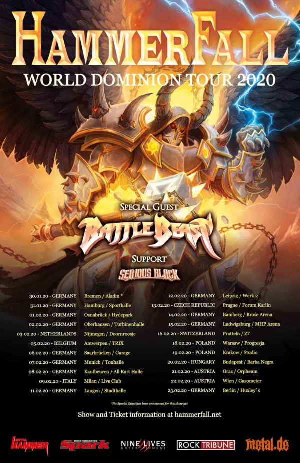 Hammerfall World Dominion Tour 2020
