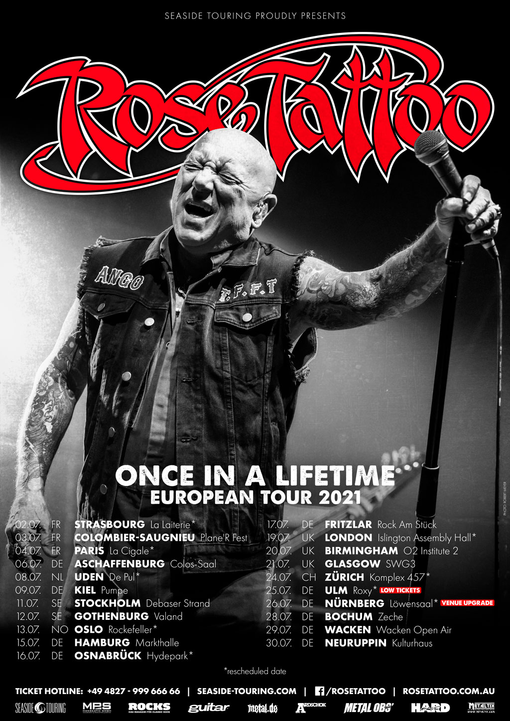 Rose Tattoo - Once in a lifetime European Tour 2021