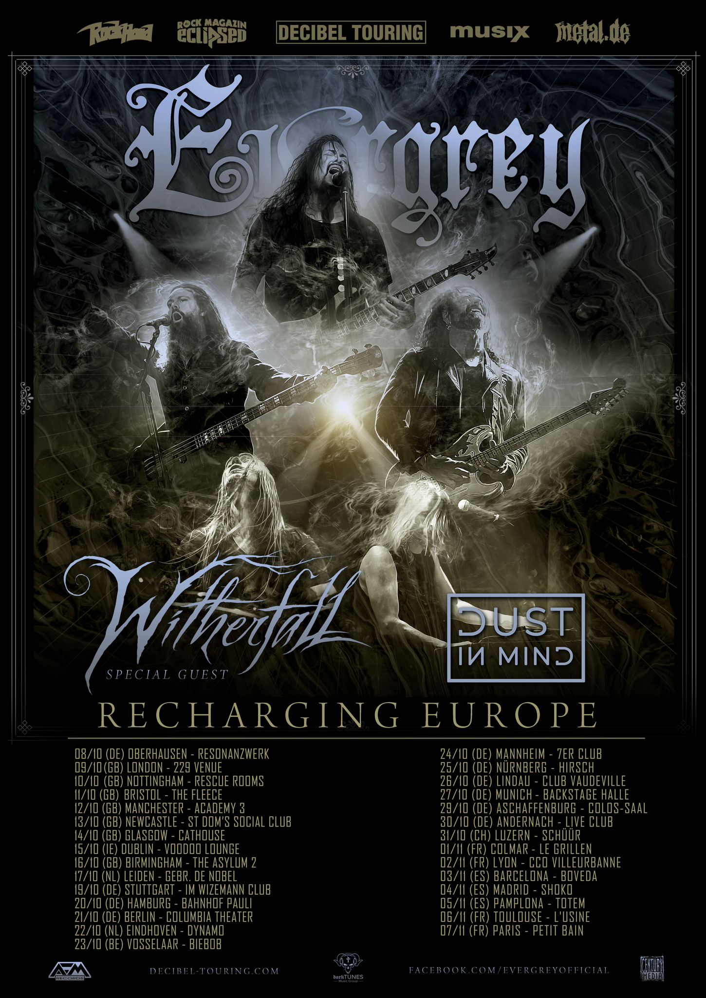 Evergrey Recharging Europe Tour 2021 Flyer