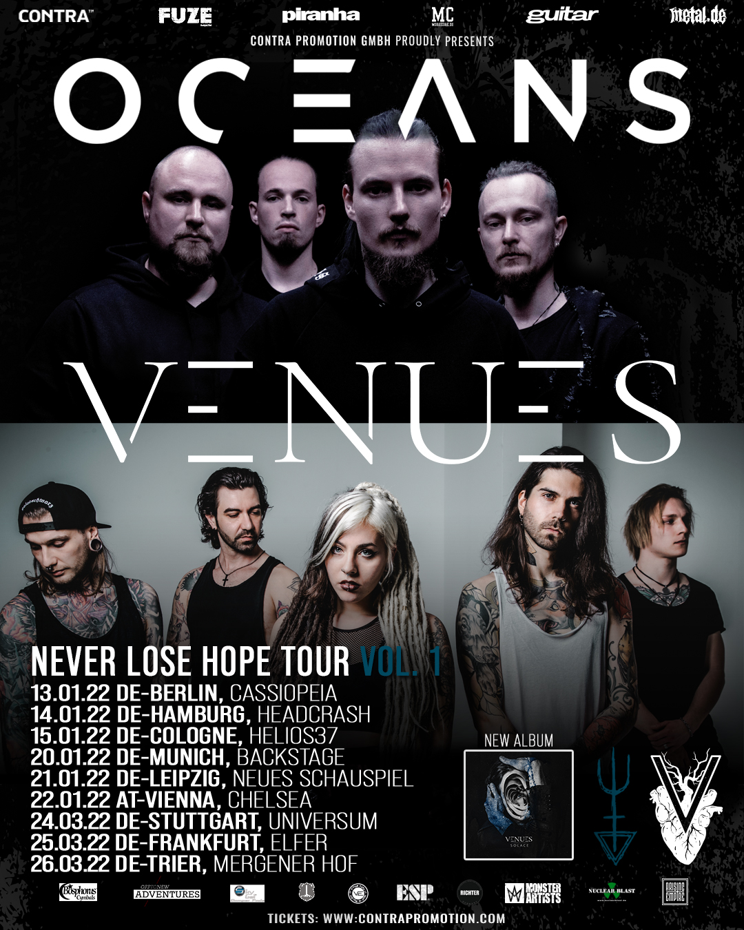 Oceans + Venues Never Lose Hope Tour Flyer