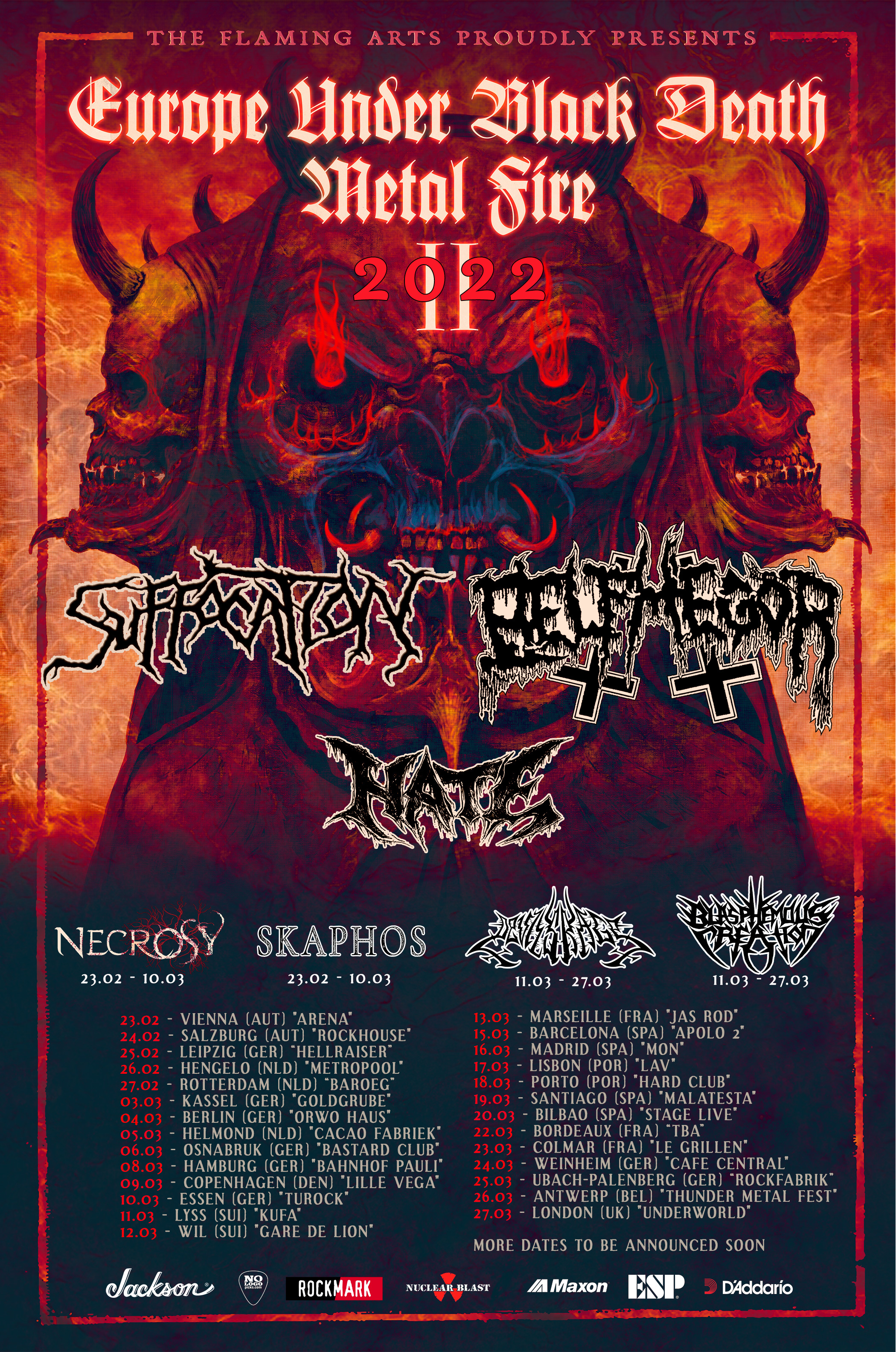 Flyer - Belphegor & Suffocation - Europe Under Black Death Metal Fire Tour II - 2022