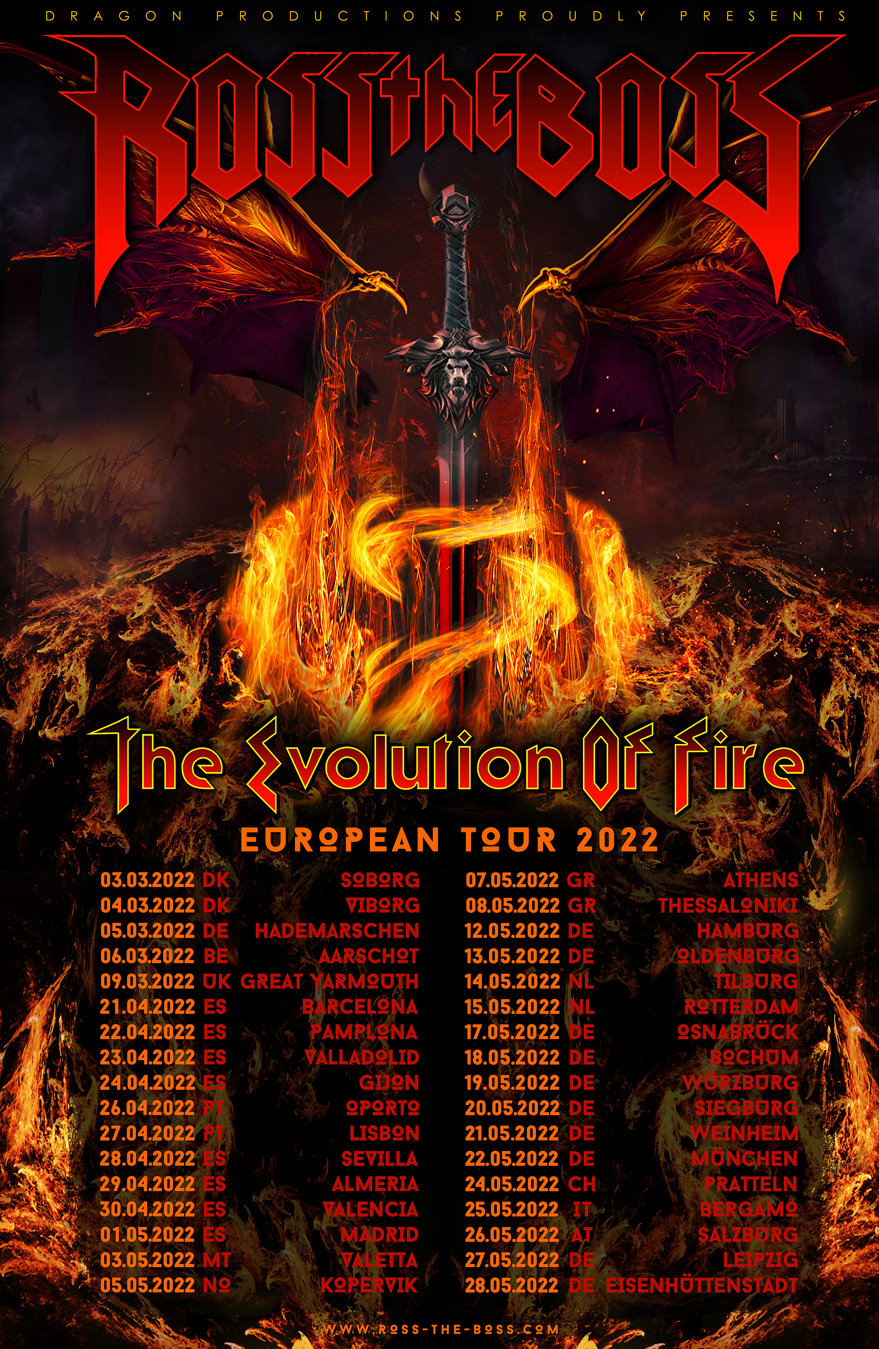 Flyer der Ross the Boss - The Evolution of Fire Tour 2022