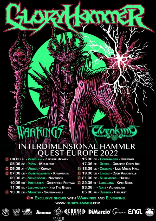 Tourplakat - Gloryhammer - Interdimensional Hammer Quest Tour 2022 