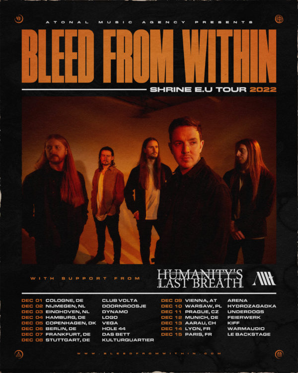 Flyer der Bleed From Within - Shrine EU Tour 2022