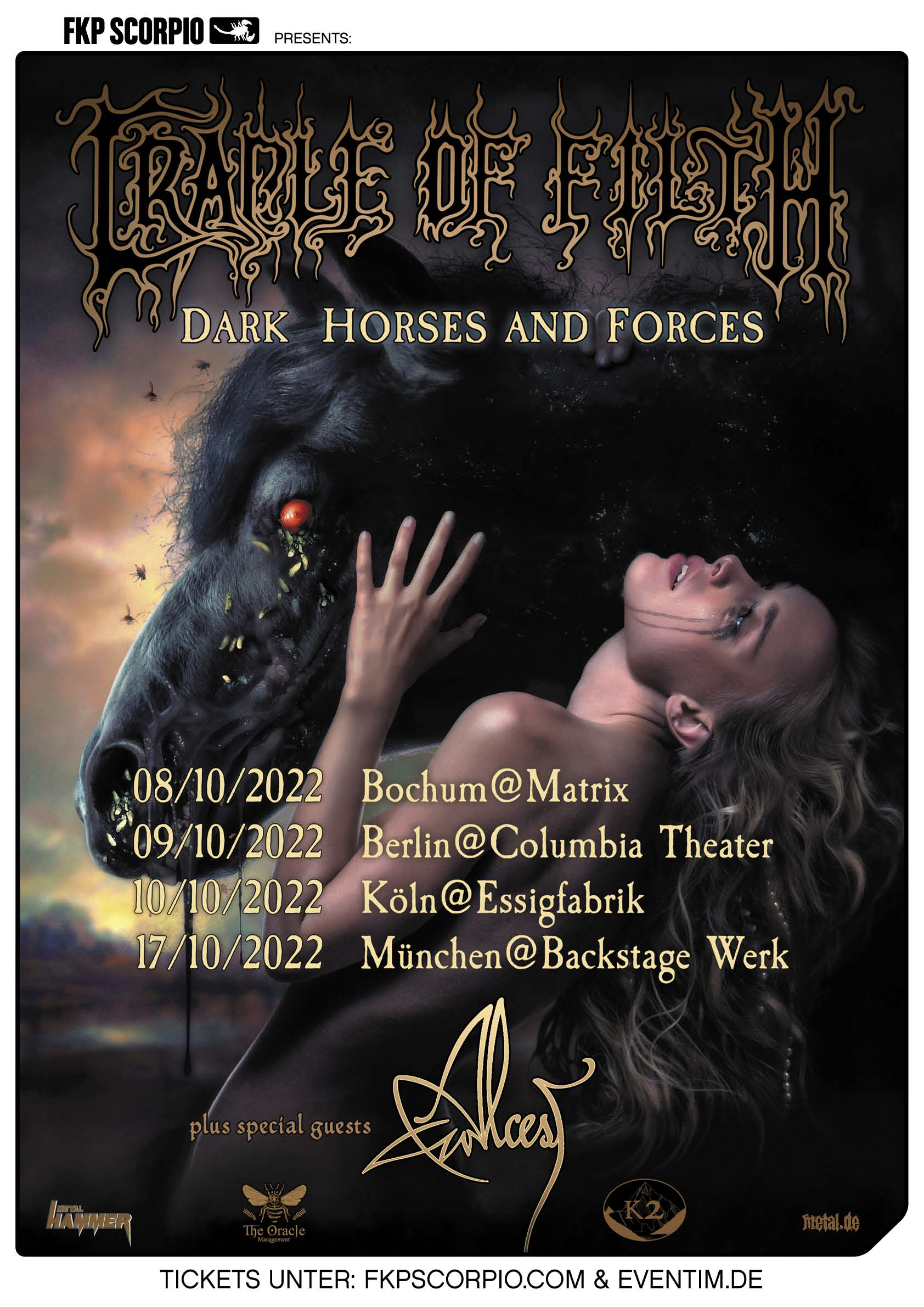 Cradle Of Filth - Dark Horses And Forces Tourplakat