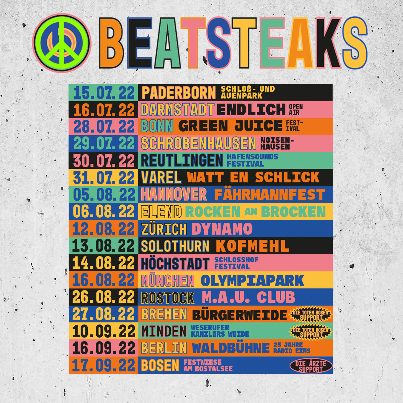 Flyer der Beatsteaks - Live Shows 2022