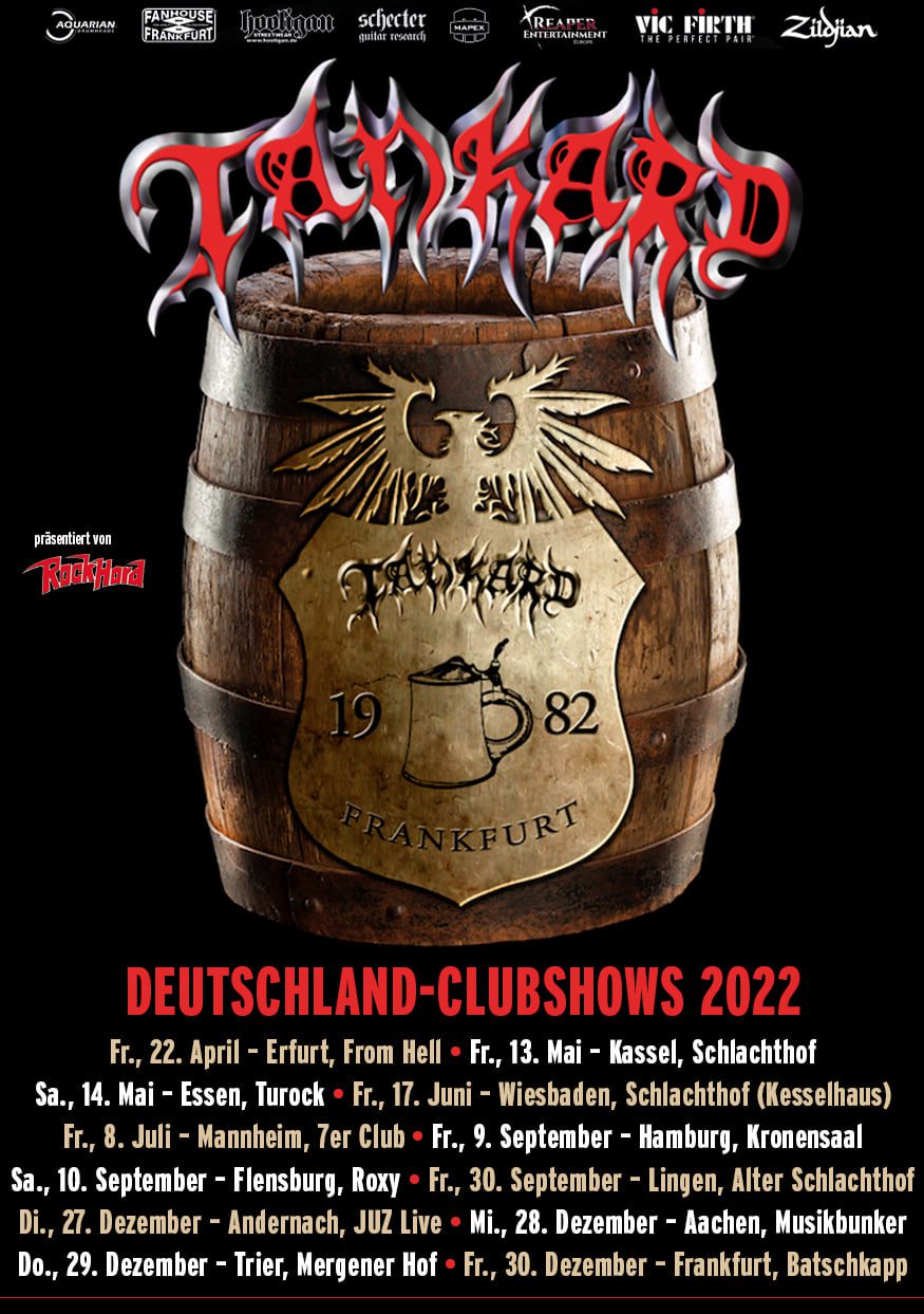 Flyer der Tankard - Deutschland-Clubshows 2022