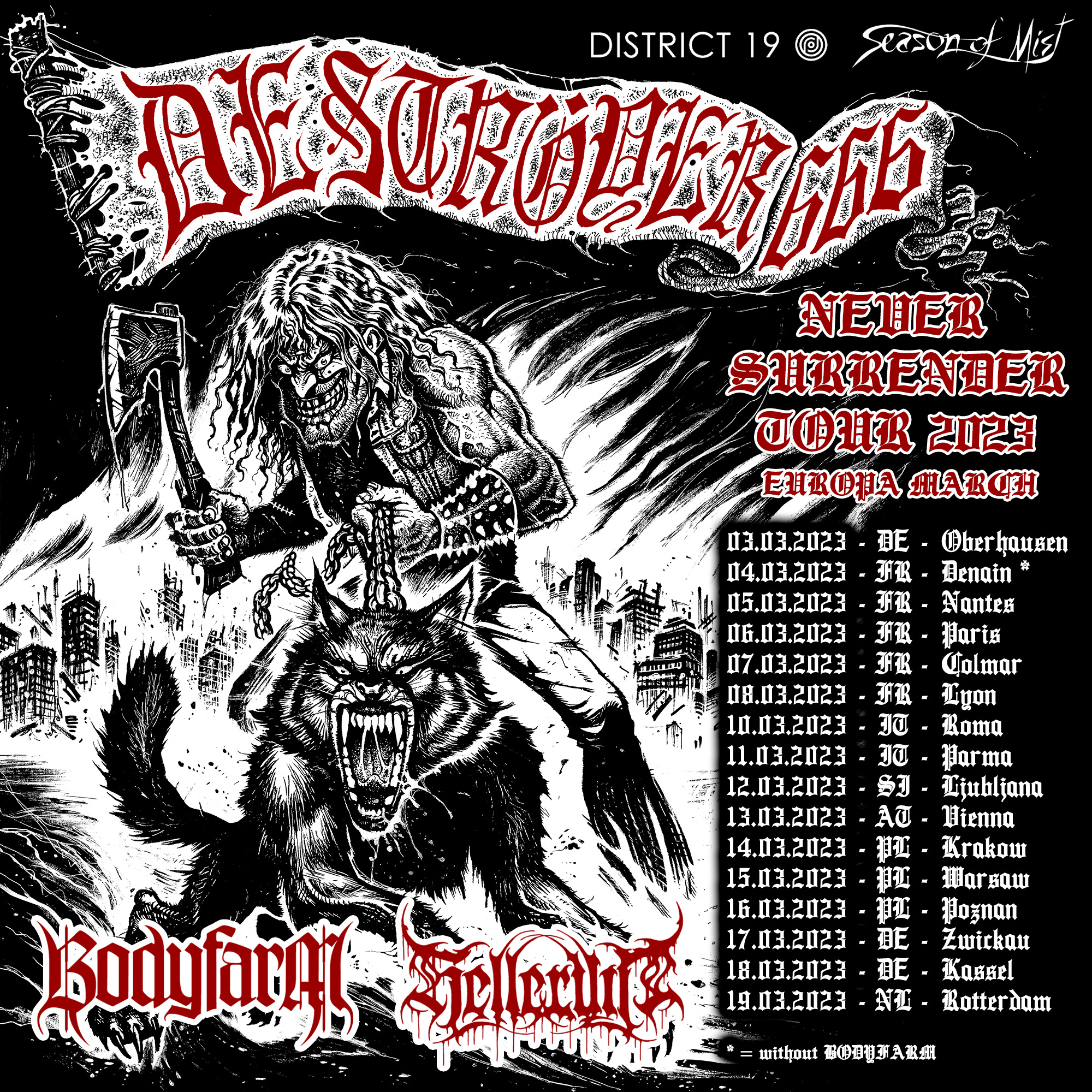 Flyer der Deströyer 666 - Never Surrender Tour 2023